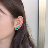 Solid Silver 925 Paraiba Tourmaline Emerald Stud Earrings for Women