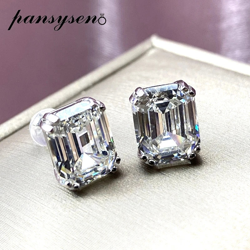925 Silver 6ct Asscher Cut Lab Diamond Stud Earrings