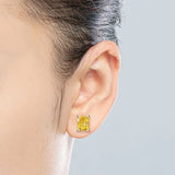 925 Silver Citrine Diamond Stud Earrings for Women Wedding