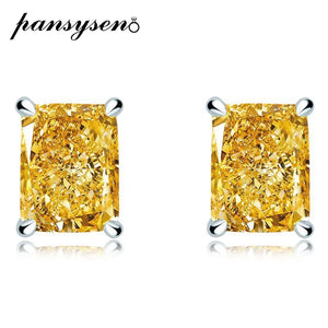 925 Silver Citrine Diamond Stud Earrings for Women Wedding