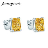 925 Silver Citrine Diamond Stud Earrings for Women Wedding