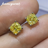 925 Silver Moissanite Citrine Stud Earrings Wedding Gift