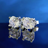 925 Silver 8MM Round Diamond Stud Earrings Wedding Party Fine Jewelry