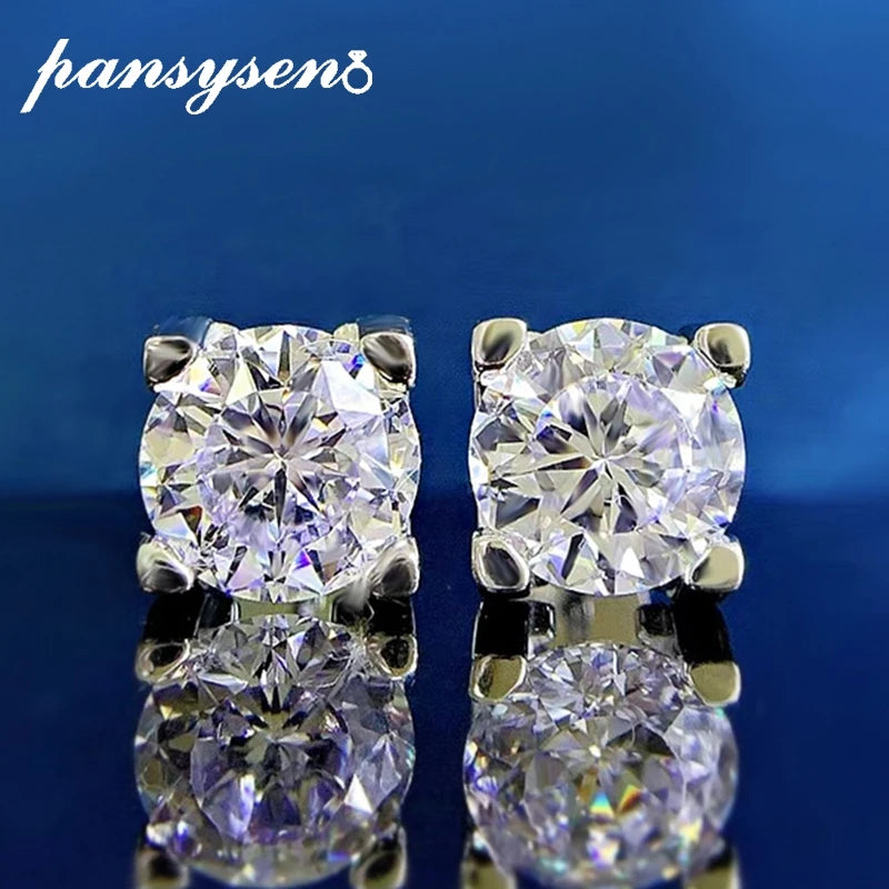 925 Silver 8MM Round Diamond Stud Earrings Wedding Party Fine Jewelry