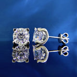 925 Silver 8MM Round Diamond Stud Earrings Wedding Party Fine Jewelry