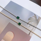 925 Sterling Silver 5*7MM Emerald Moissanite Diamond Chain Bracelet