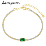 925 Sterling Silver 5*7MM Emerald Moissanite Diamond Chain Bracelet