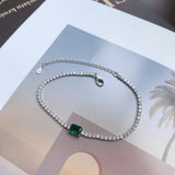 925 Sterling Silver 5*7MM Emerald Moissanite Diamond Chain Bracelet