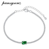 925 Sterling Silver 5*7MM Emerald Moissanite Diamond Chain Bracelet