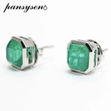Vintage 925 Silver Emerald Stud Earrings 18k Plated