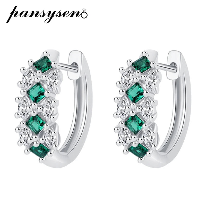 925 Silver Emerald Sapphire Ruby Clip Earrings Women Fine Jewelry