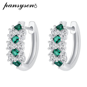 925 Silver Emerald Sapphire Ruby Clip Earrings Women Fine Jewelry