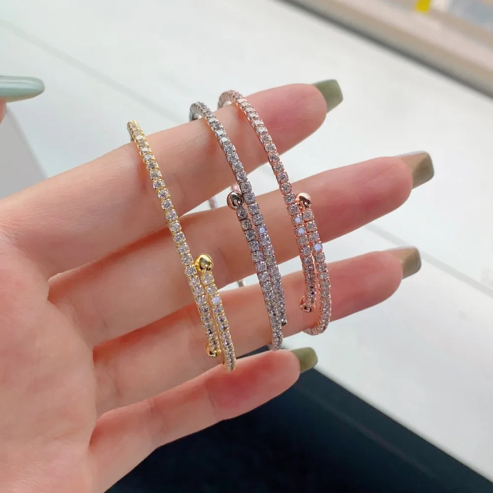 925 Silver Moissanite Diamond Bangle Women's Jewelry