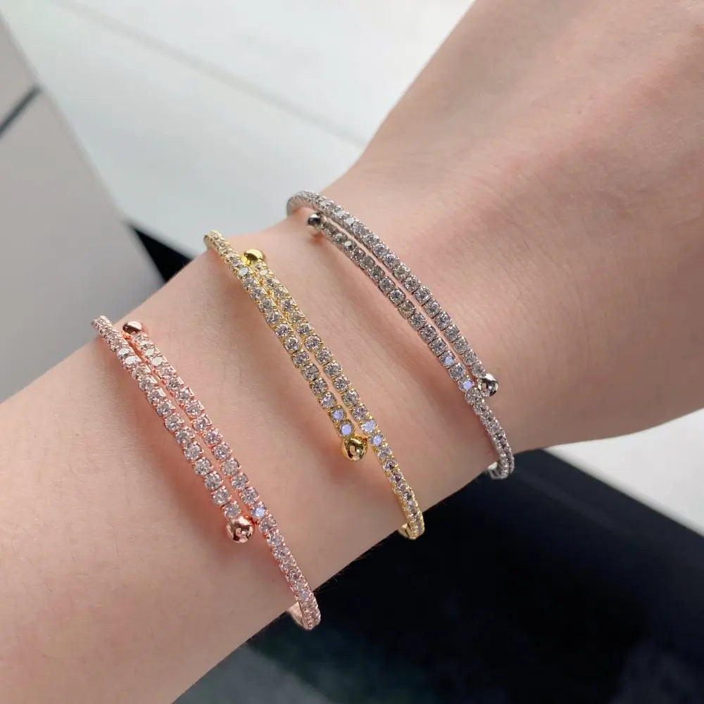 925 Silver Moissanite Diamond Bangle Women's Jewelry