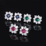 Vintage Silver 925 4.5mm Round Cut Emerald Stud Earrings