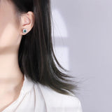 Vintage Silver 925 4.5mm Round Cut Emerald Stud Earrings
