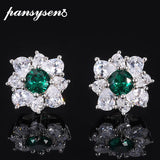 Vintage Silver 925 4.5mm Round Cut Emerald Stud Earrings