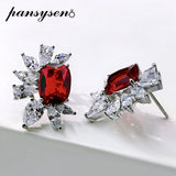Vintage Silver Ruby Citrine Birthstone Ear Stud Earrings