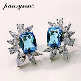 Vintage Silver Ruby Citrine Birthstone Ear Stud Earrings