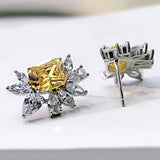 Vintage Silver Ruby Citrine Birthstone Ear Stud Earrings