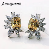 Vintage Silver Ruby Citrine Birthstone Ear Stud Earrings