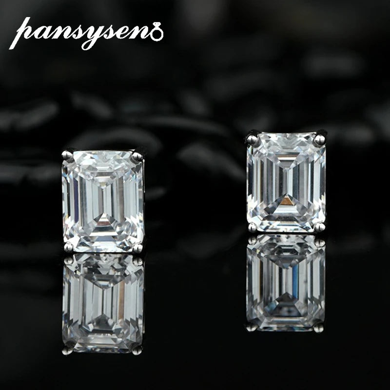 Vintage Emerald Diamond Ear Stud Earrings