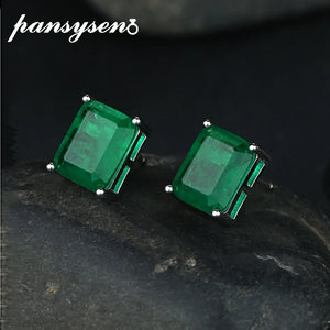 Vintage Emerald Diamond Ear Stud Earrings