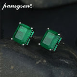 Vintage Emerald Diamond Ear Stud Earrings