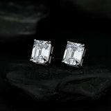 Vintage Emerald Diamond Ear Stud Earrings