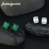 Vintage Emerald Diamond Ear Stud Earrings