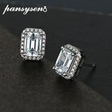 Vintage Silver 925 Emerald Moissanite Stud Earrings