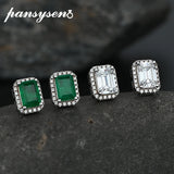 Vintage Silver 925 Emerald Moissanite Stud Earrings