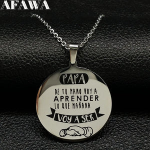 PAPA Stainless Steel Necklace for Men Dad Silver Pendant Jewelry