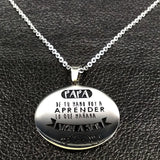 PAPA Stainless Steel Necklace for Men Dad Silver Pendant Jewelry