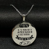 PAPA Stainless Steel Necklace for Men Dad Silver Pendant Jewelry
