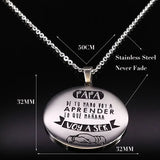 PAPA Stainless Steel Necklace for Men Dad Silver Pendant Jewelry