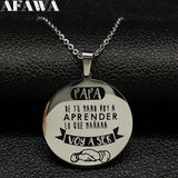 PAPA Stainless Steel Necklace for Men Dad Silver Pendant Jewelry