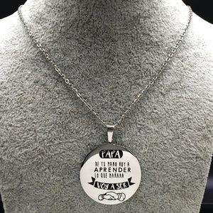 PAPA Stainless Steel Necklace for Men Dad Silver Pendant Jewelry