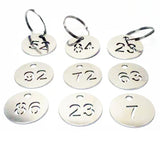 23mm Stainless Steel Number Tag Key Chain Dog Tag 10 pcs/bag