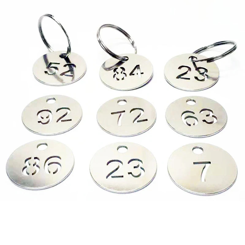 Silver Stainless Steel Number Key Tags with Rings - Pack of 5