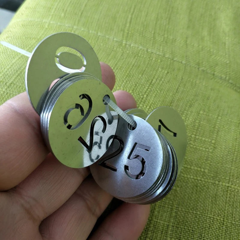 Silver Stainless Steel Number Key Tags with Rings - Pack of 5