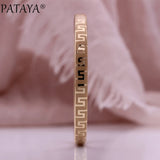PATAYA 585 Rose Round Glossy Bangle Women Wedding Jewelry