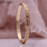 PATAYA 585 Rose Round Glossy Bangle Women Wedding Jewelry
