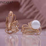 Rose Gold Pearl Flower Earrings 585 Fine Wedding Jewelry