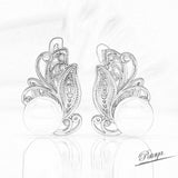Rose Gold Pearl Flower Earrings 585 Fine Wedding Jewelry