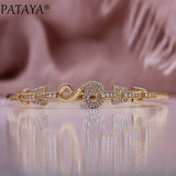 PATAYA Women Bangle Wedding Fine 585 Rose Natural Zircon Jewelry Gift