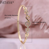 PATAYA Women Bangle Wedding Fine 585 Rose Natural Zircon Jewelry Gift