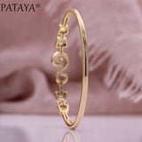 PATAYA Women Bangle Wedding Fine 585 Rose Natural Zircon Jewelry Gift