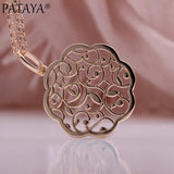 PATAYA Hollow Round Women Pendant Necklace 585 Rose Creative Jewelry