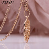 PATAYA Hollow Round Women Pendant Necklace 585 Rose Creative Jewelry
